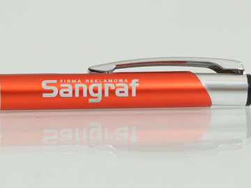 Długopis metalowy Trendy pomarańczowy z grawerem laserowym.